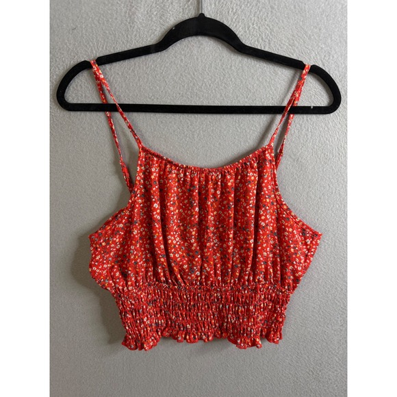 Sienna Sky Tops - Sienna Sky Crop Top Women's Large Floral Spaghetti Strap Smocked Tie